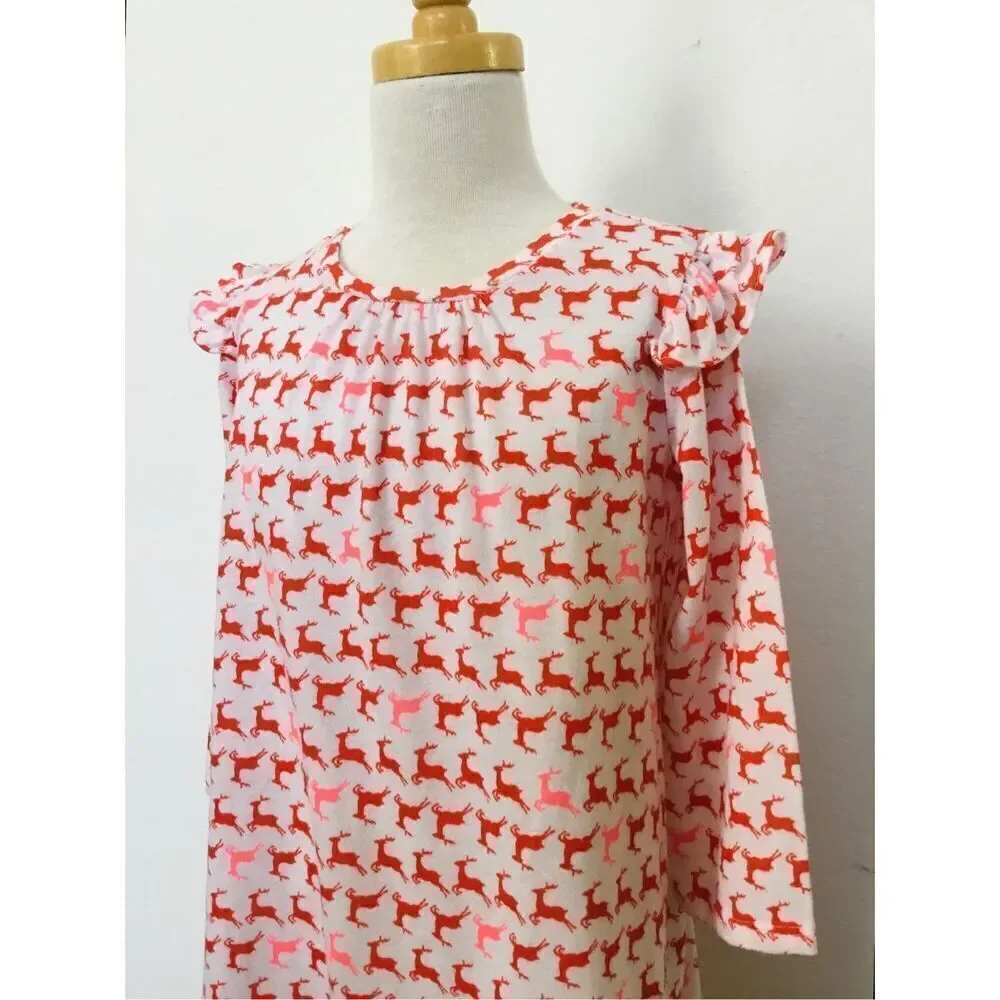 Crewcuts Girls 6 Dancing Deer Flannel Nightgown